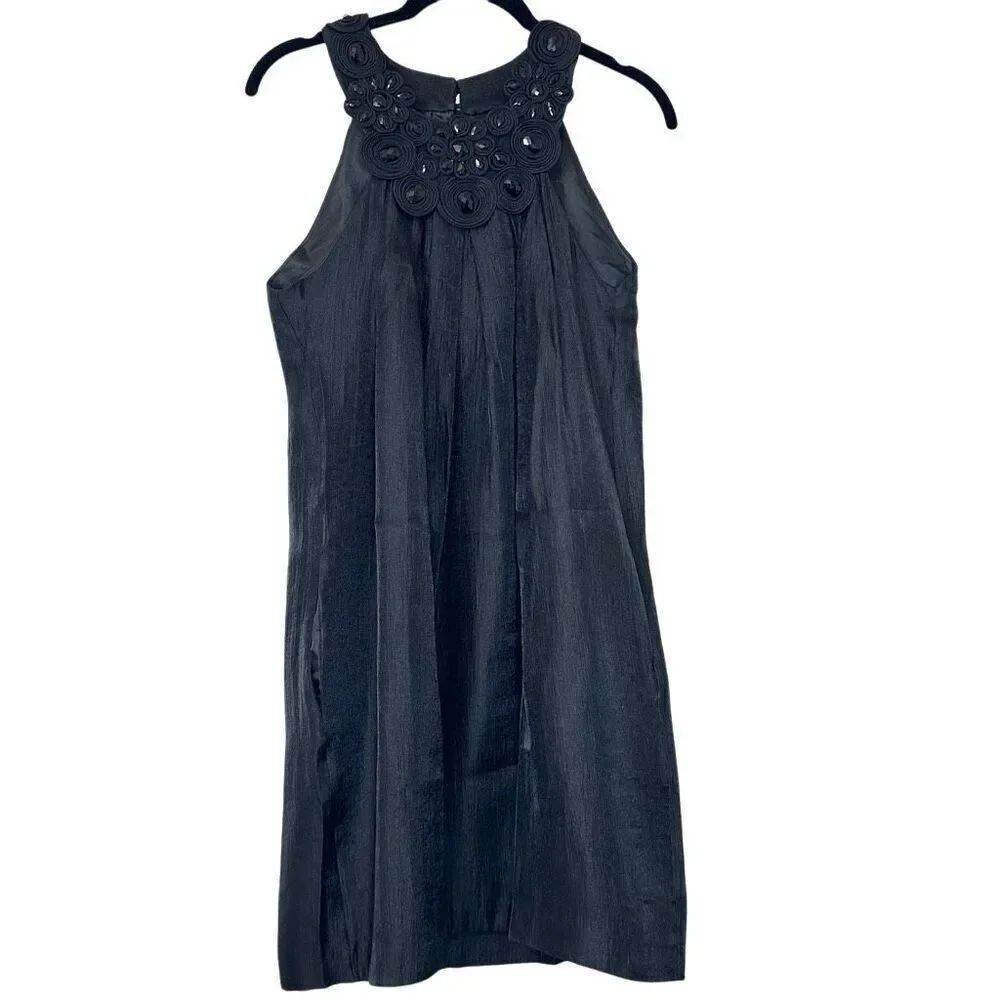 Alexia Admor Embellished Sleeveless Trapeze Cocktail Mini Dress Black Small